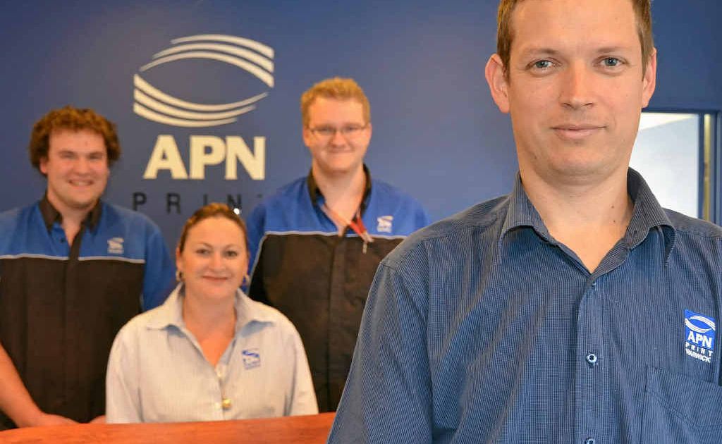 (from left) APN Print pre-press apprentice Nick Crouch, administration officer Donna Lindner, folding apprentice Mitch Weeks and pre-press employee David Mulliss. (from left) APN Print pre-press apprentice Nick Crouch, administration officer Donna Lindner, folding apprentice Mitch Weeks and pre-press employee David Mulliss.
